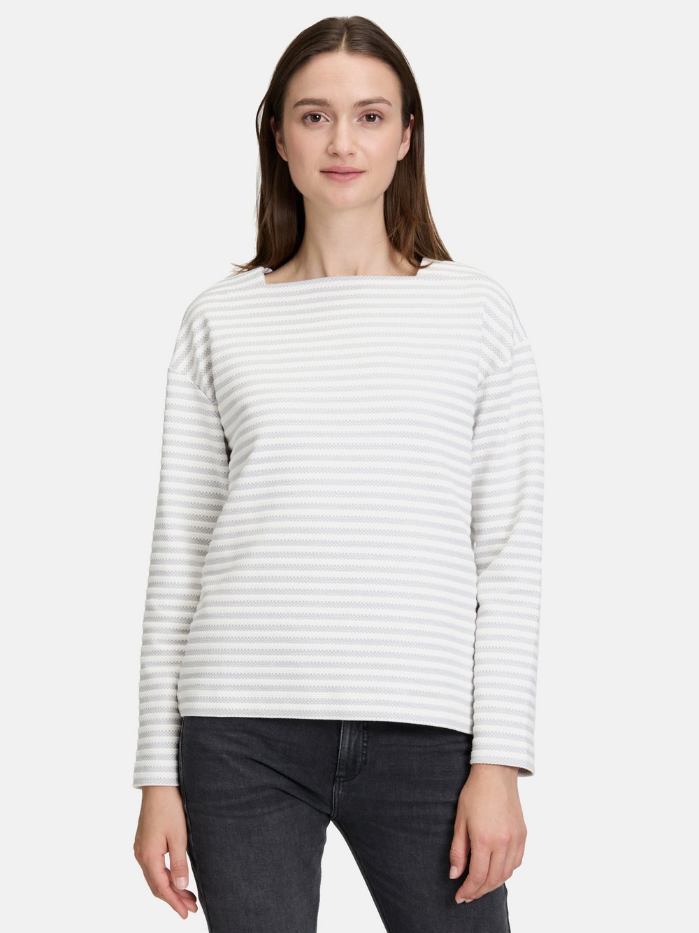 Betty & Co Sweatshirt Damen Baumwolle grau gestreift, 46