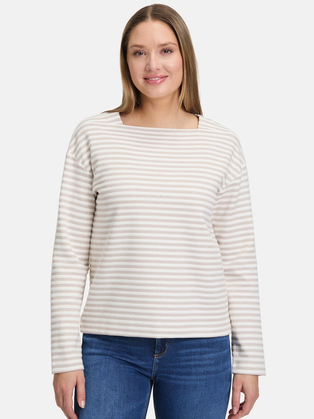 Betty & Co Sweatshirt Damen Baumwolle braun gestreift, 36