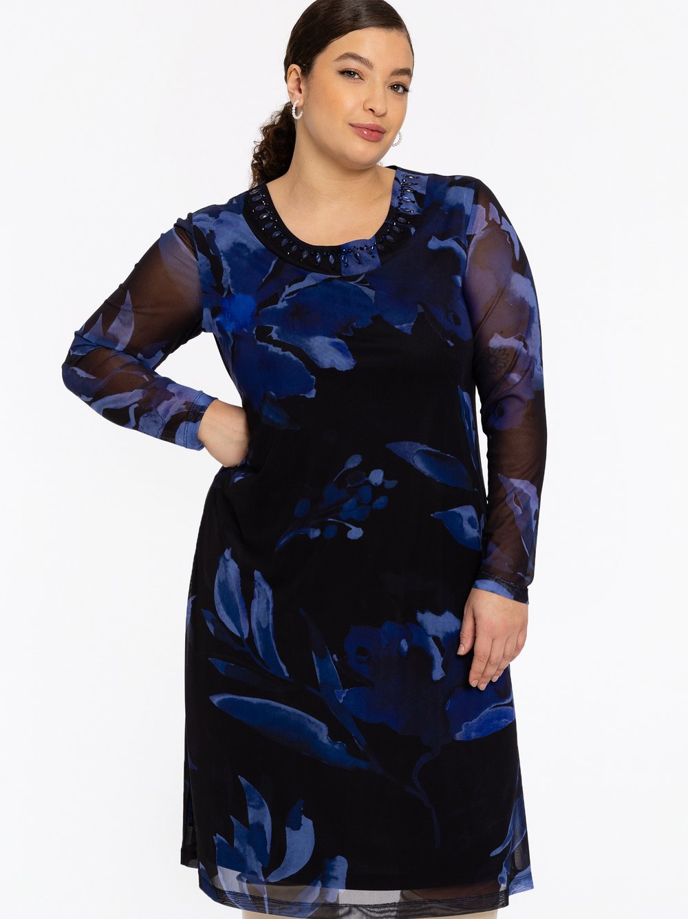 Thumbnail - YOEK Kleid Damen blau bedruckt, 38-40