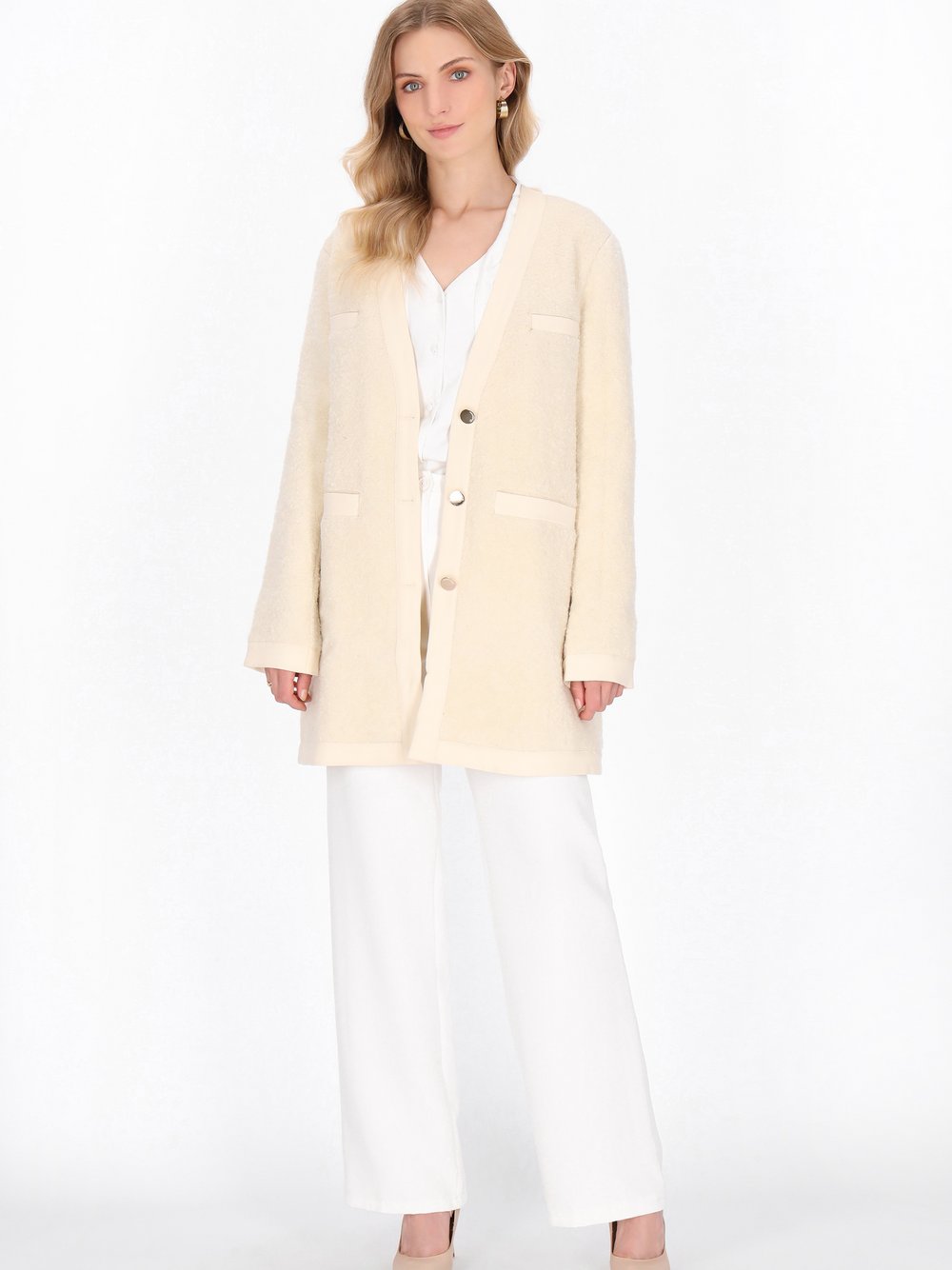 Dreimaster Blazer Damen Wolle weiß gestreift, XL