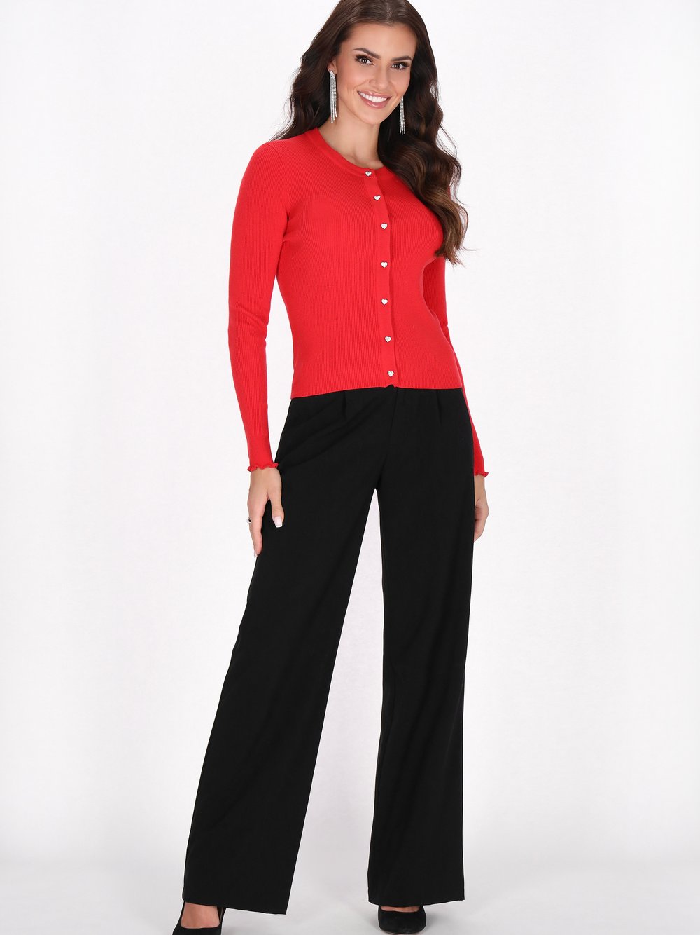 Faina Strickjacke Damen Viskose rot, XL/XXL