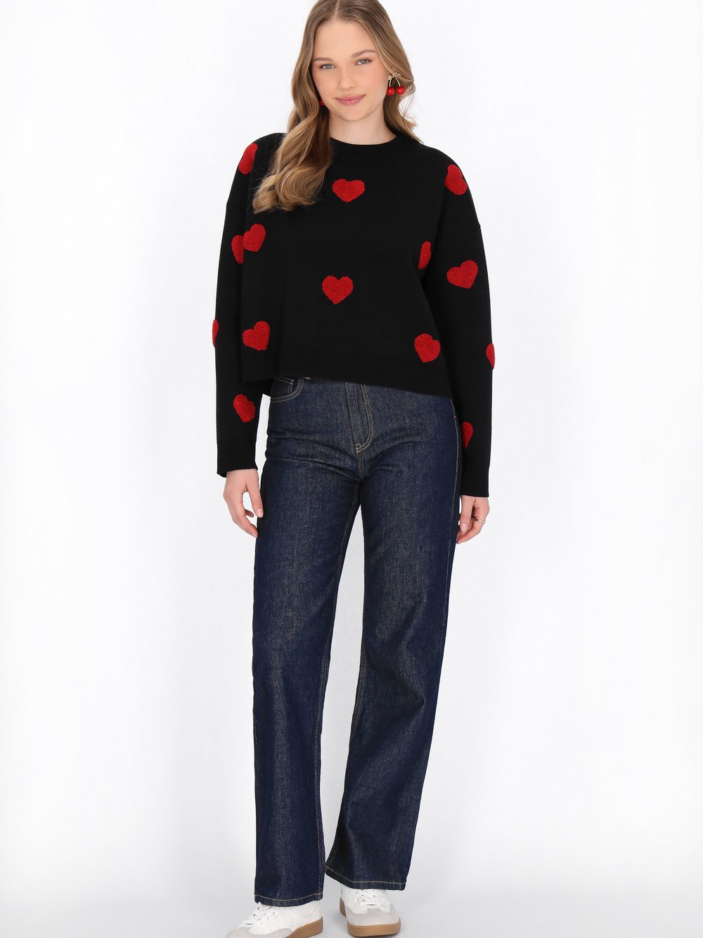 Thumbnail - MyMo Pullover Damen Viskose schwarz gemustert, M/L