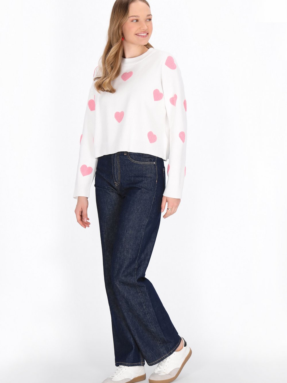 MyMo Pullover Damen Viskose weiß gemustert, XL/XXL