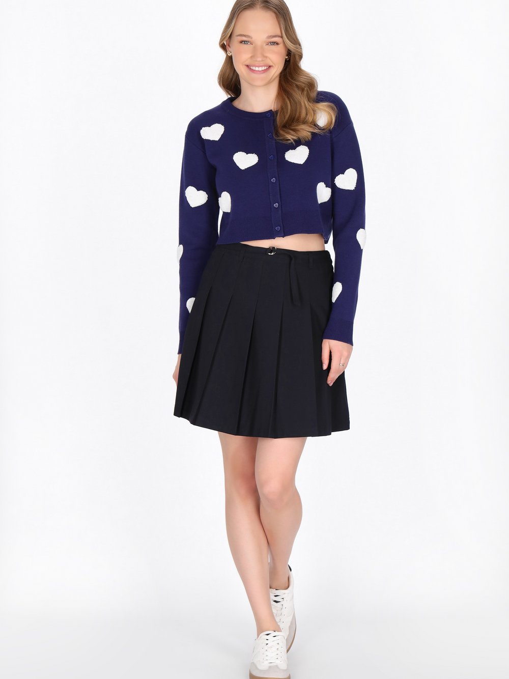 MyMo Strickjacke Damen Viskose blau gemustert, XL/XXL