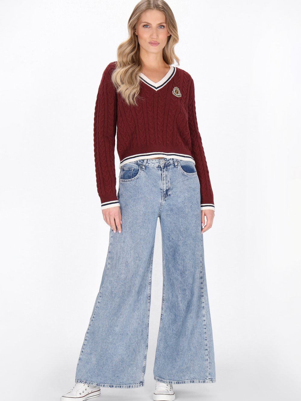 Dreimaster Pullover Damen rot, M/L