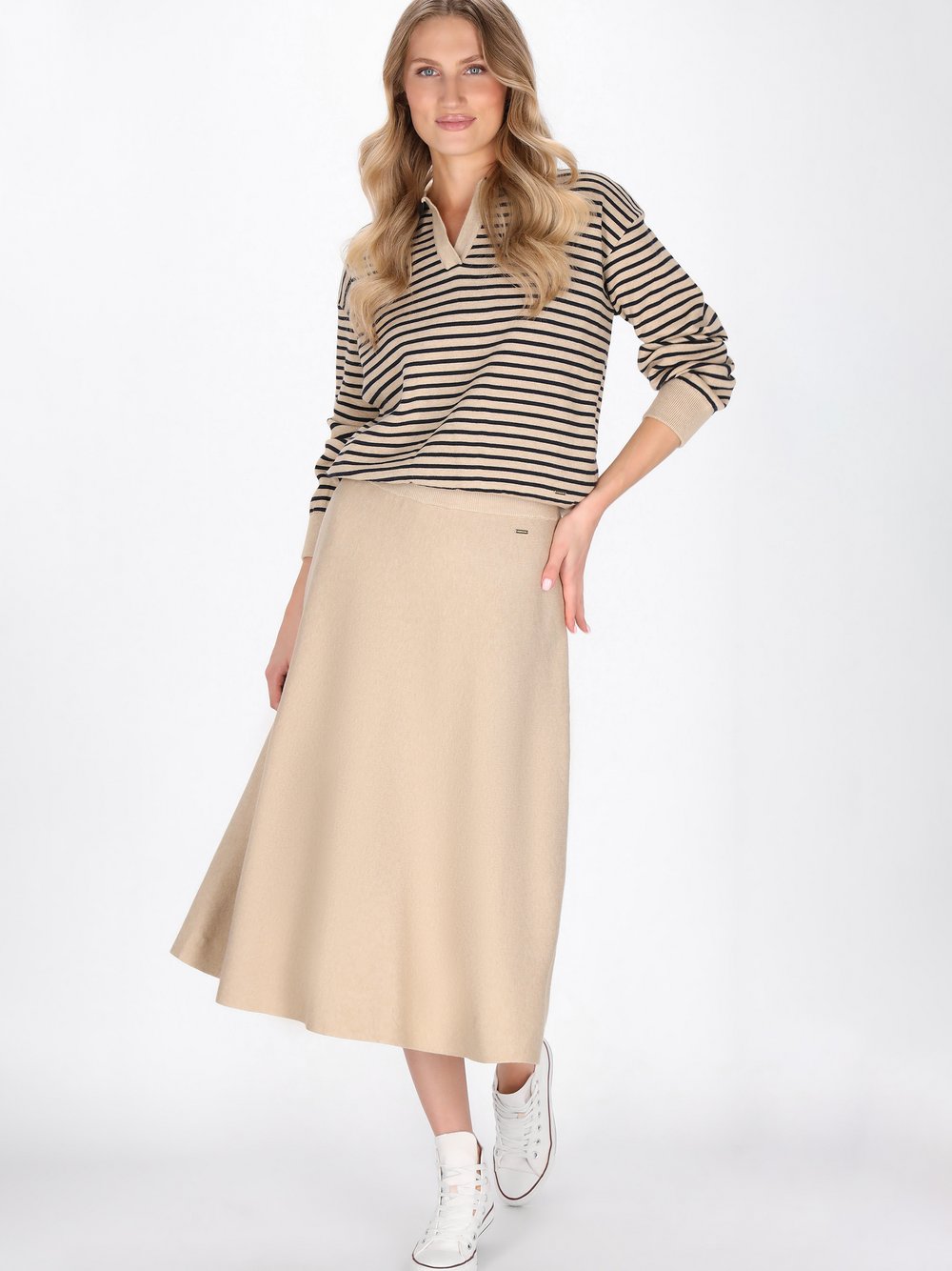 Dreimaster Rock Damen Viskose beige, M/L