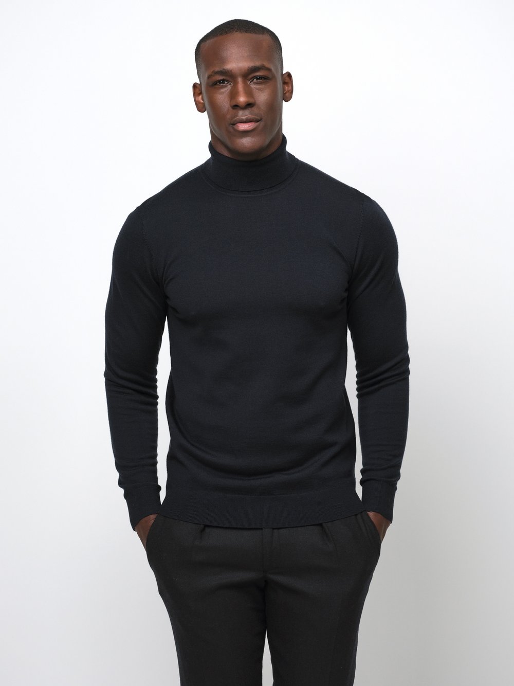 Thumbnail - Profuomo Pullover Herren Wolle blau, M