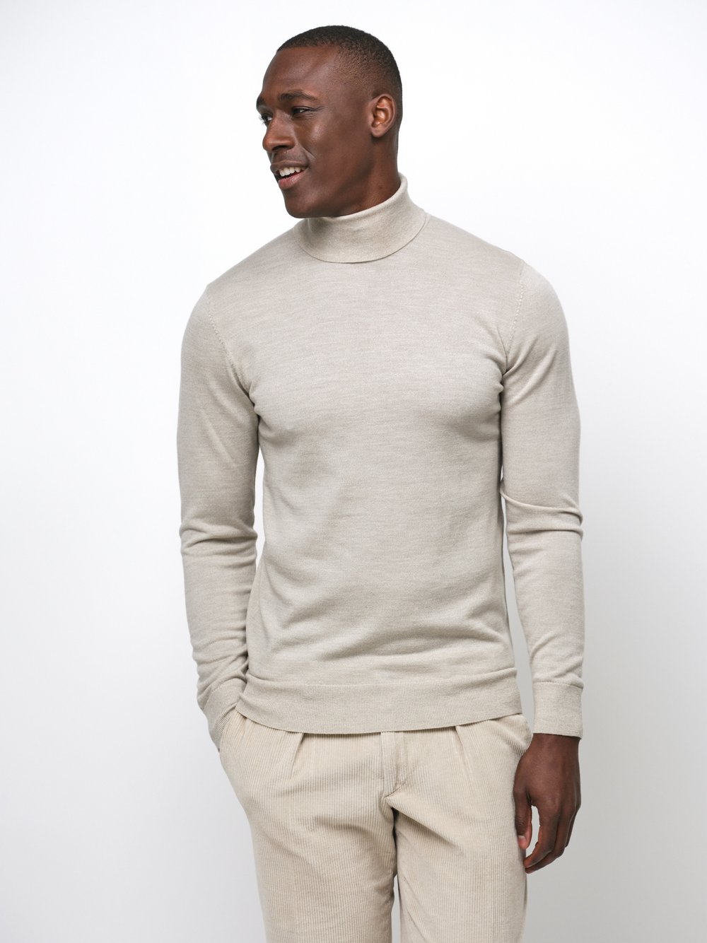 Thumbnail - Profuomo Pullover Herren Wolle beige, XL