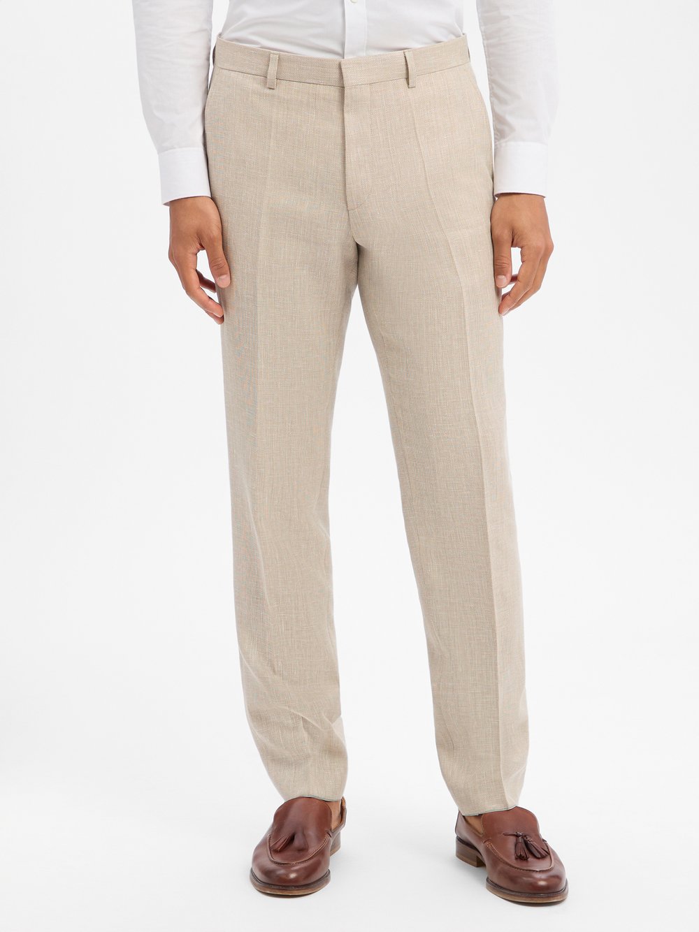 BOSS Baukasten-Anzughose mit Leinenanteil Herren Regular Fit beige, 58