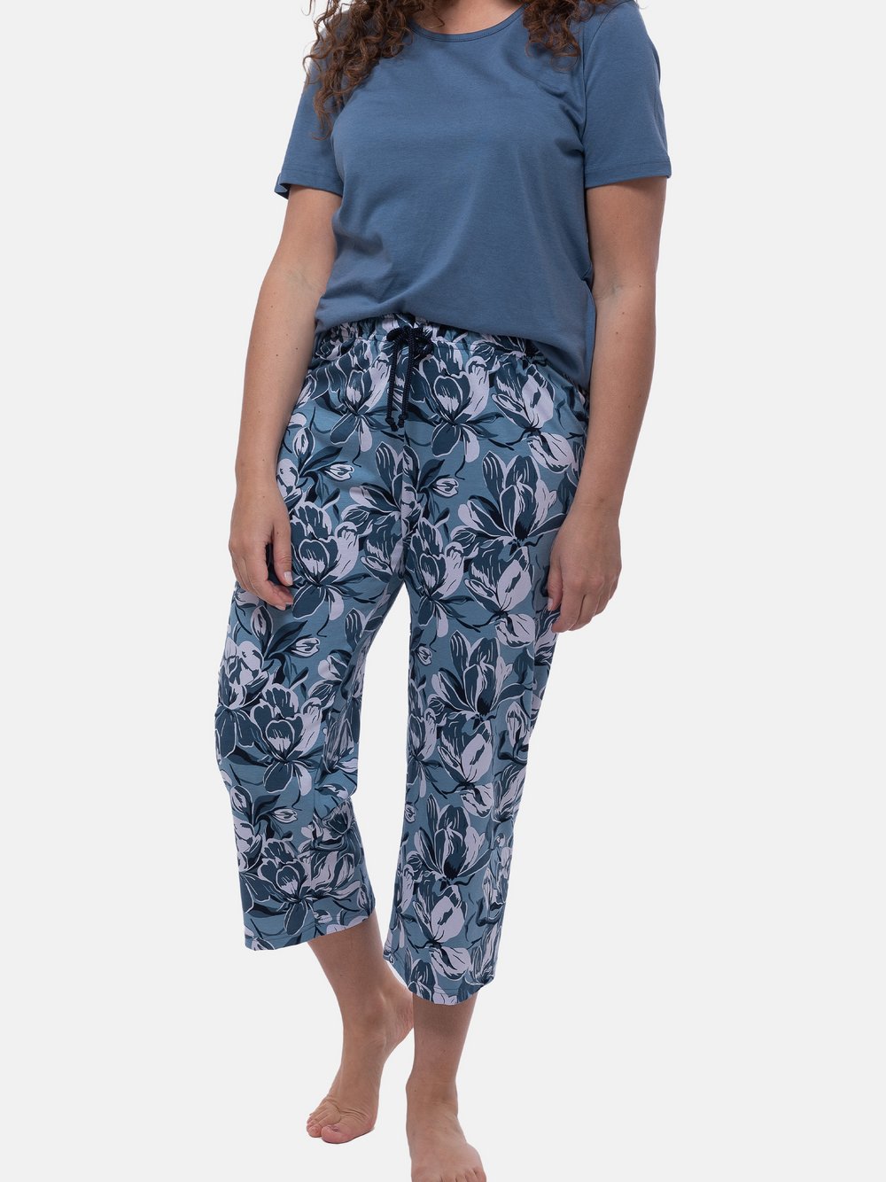 Thumbnail - Ammann Schlafanzug Damen Baumwolle blau gemustert, 40