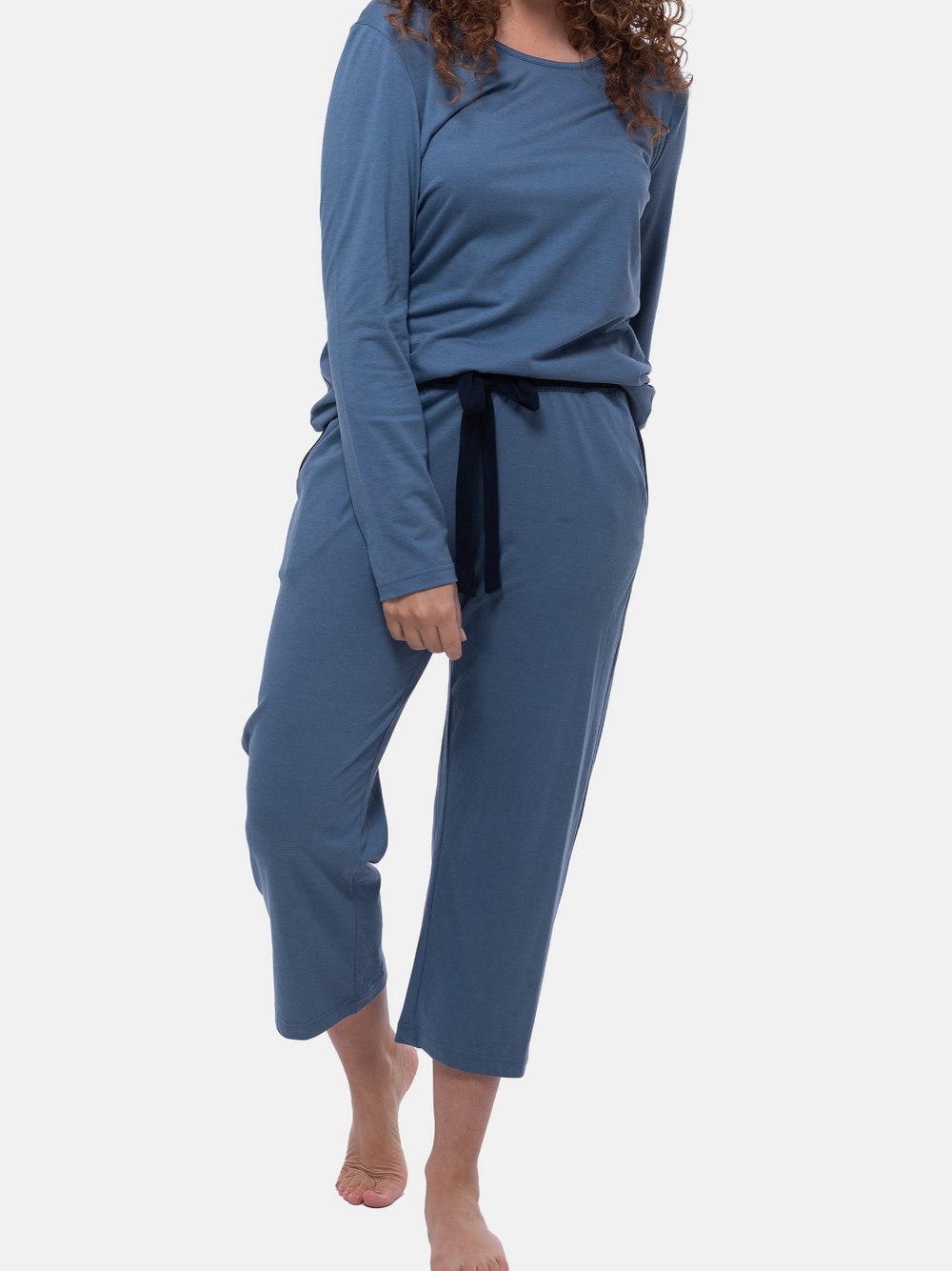 Thumbnail - Ammann Schlafanzug Damen Baumwolle blau gemustert, 42