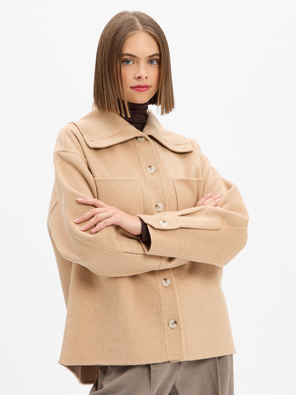 Opus Kastenjacke mit Woll-Anteil Damen Wolle braun meliert, 38
