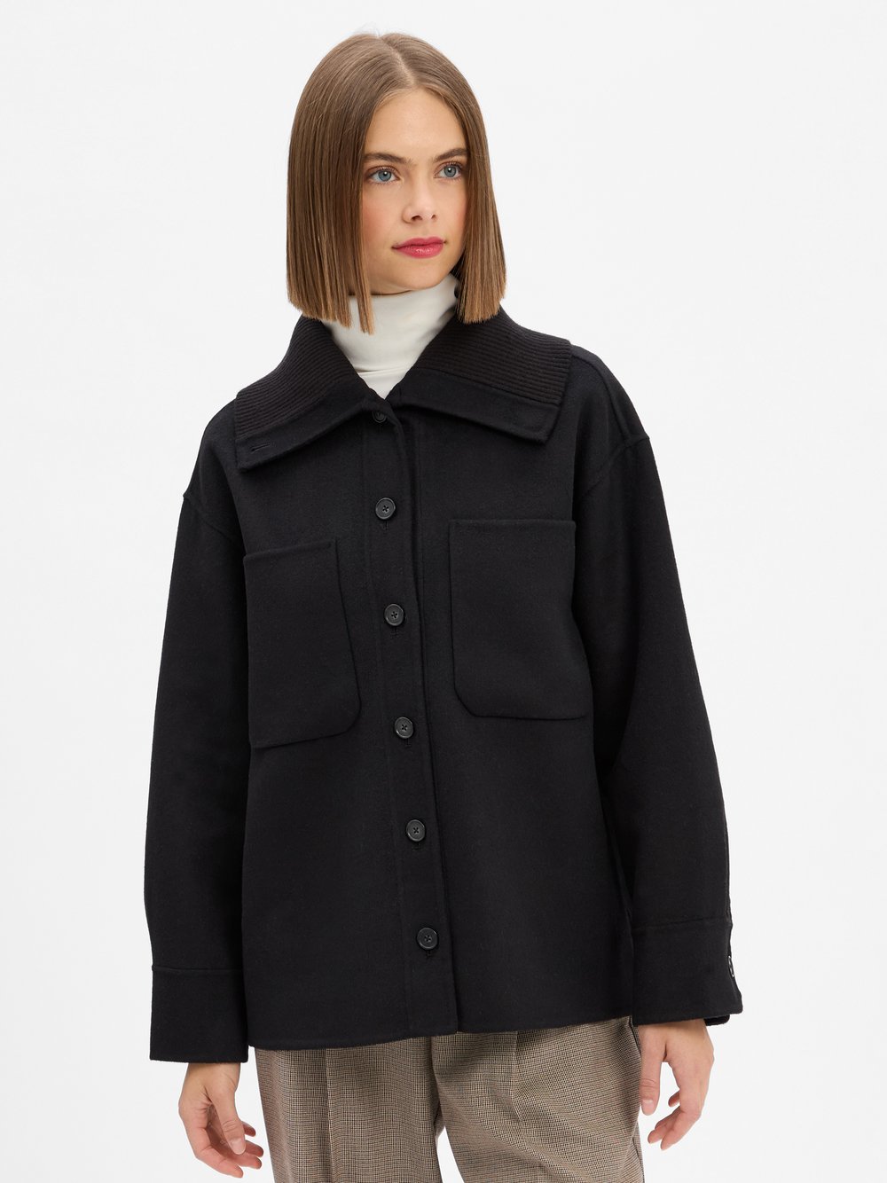 Opus Kastenjacke mit Woll-Anteil Damen Wolle schwarz, 38