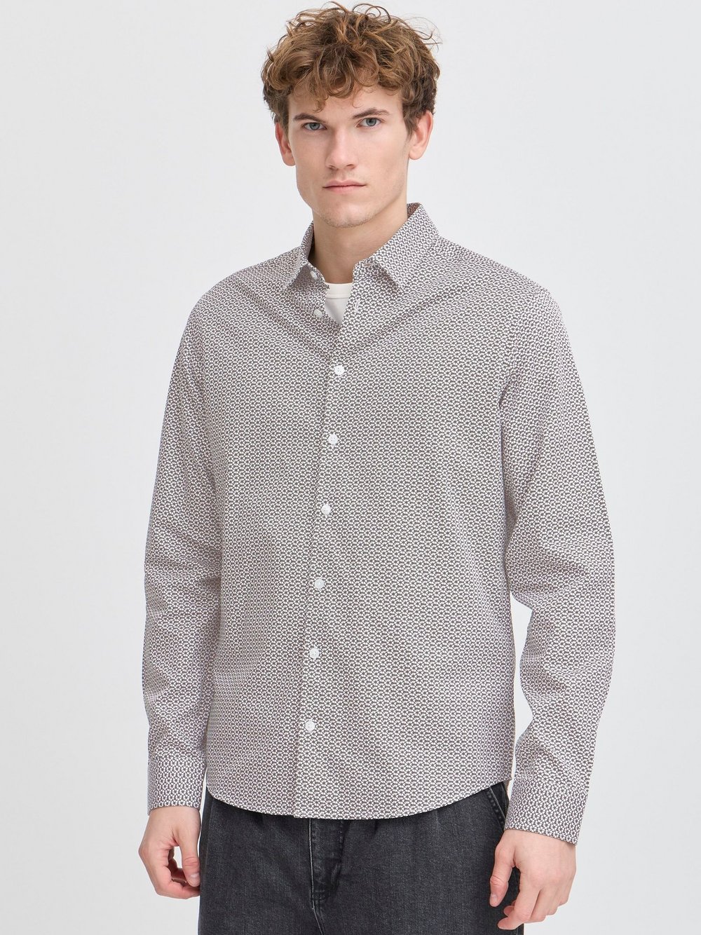 CASUAL FRIDAY Businesshemd Herren Regular Fit Baumwolle grün gemustert, M