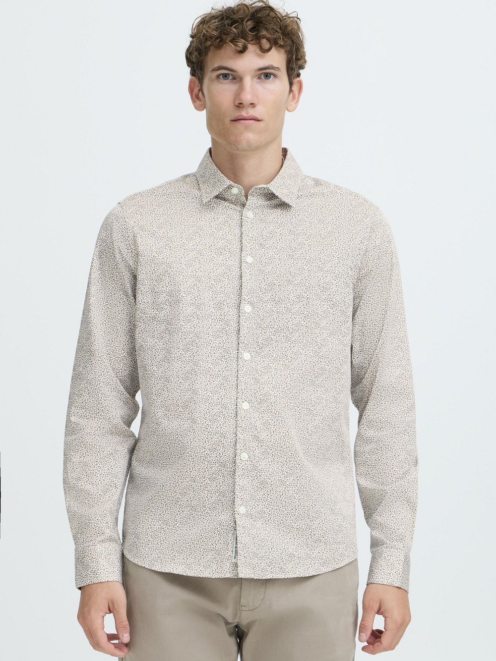 CASUAL FRIDAY Businesshemd Herren Regular Fit Baumwolle beige gemustert, XXXL