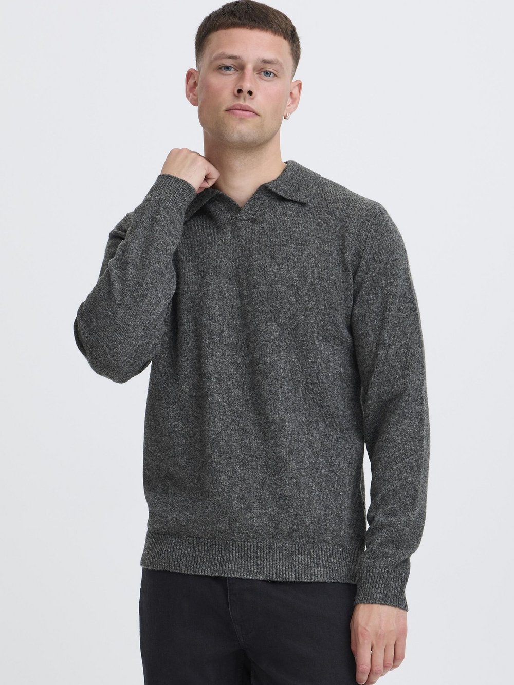 Thumbnail - BLEND Strickpullover Herren Textil grau meliert, XXXL
