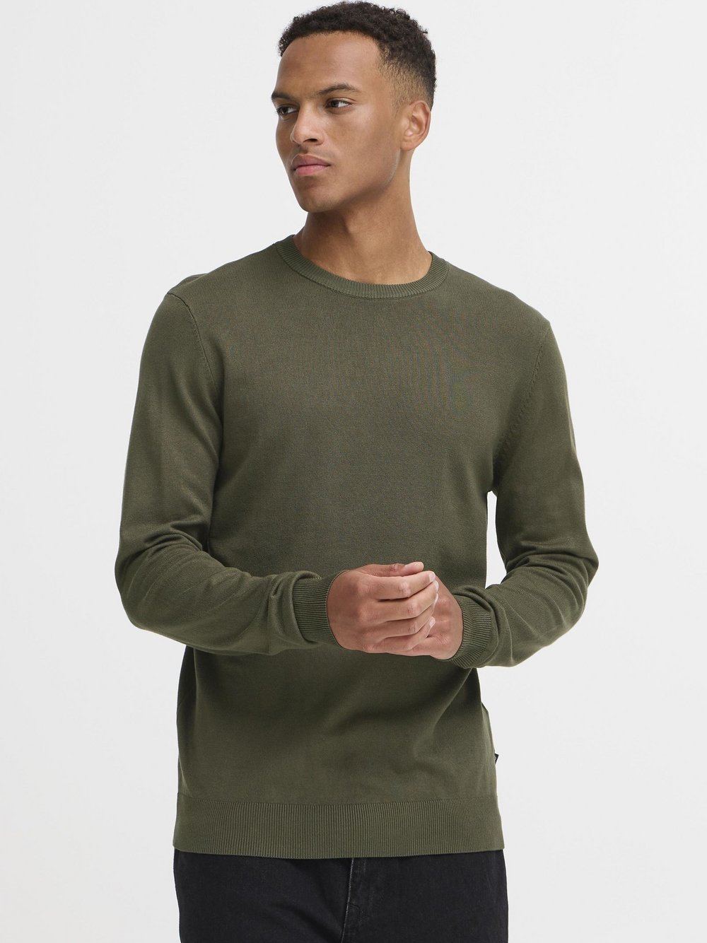 BLEND Strickpullover Herren Viskose grün meliert, XXXL