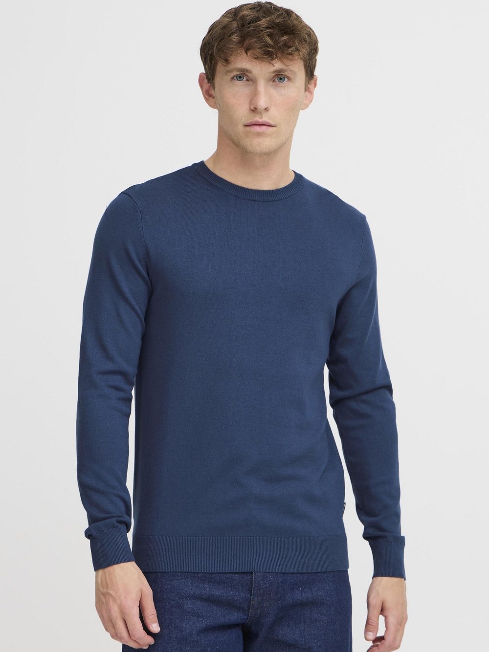 BLEND Strickpullover Herren Viskose blau meliert, XL