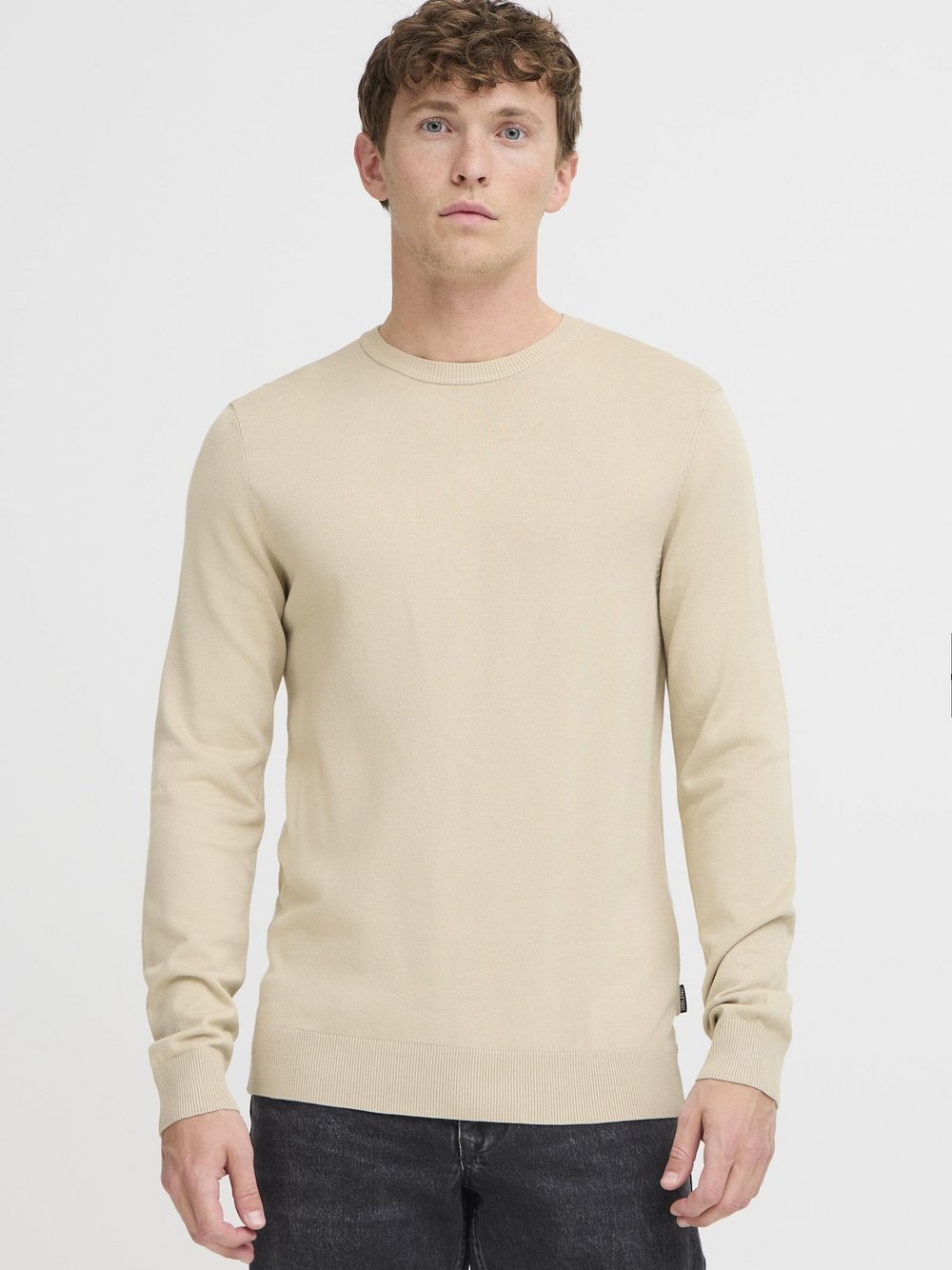 BLEND Strickpullover Herren Viskose beige meliert, XXL