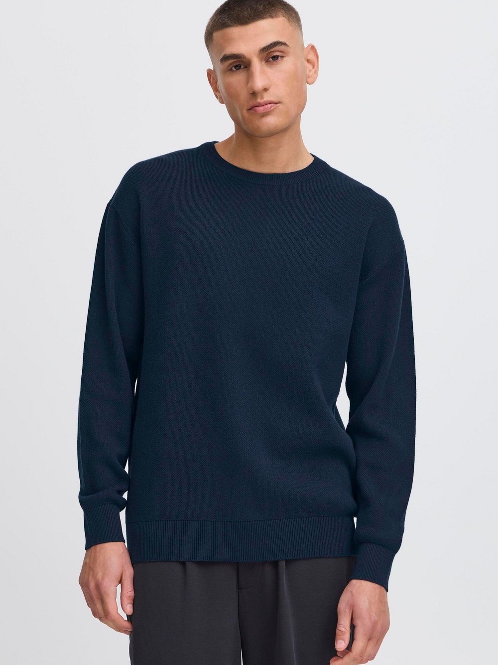 Solid Strickpullover Herren Baumwolle blau, M