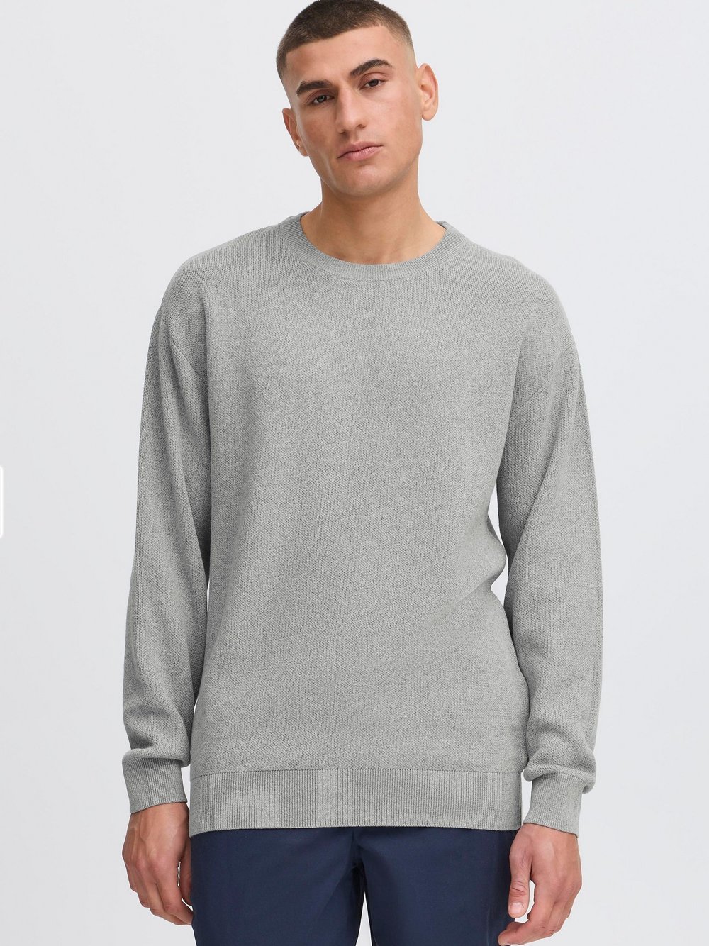 Solid Strickpullover Herren Baumwolle grau, M