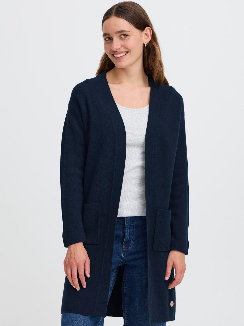 Thumbnail - OXMO Strickjacke Damen Baumwolle blau, XXL