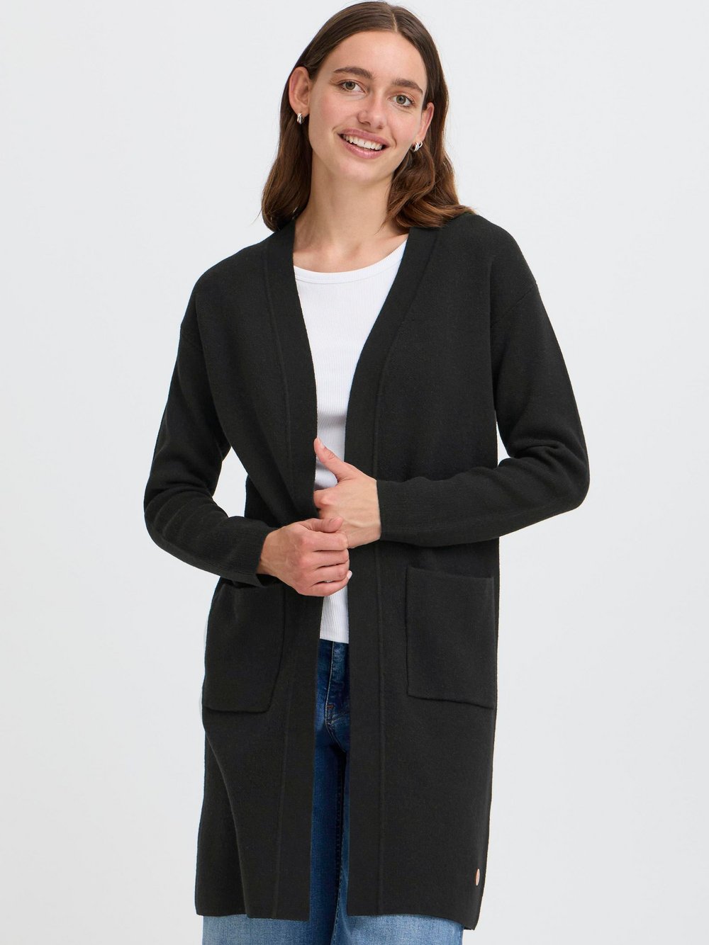 Thumbnail - OXMO Strickjacke Damen Baumwolle schwarz, XL