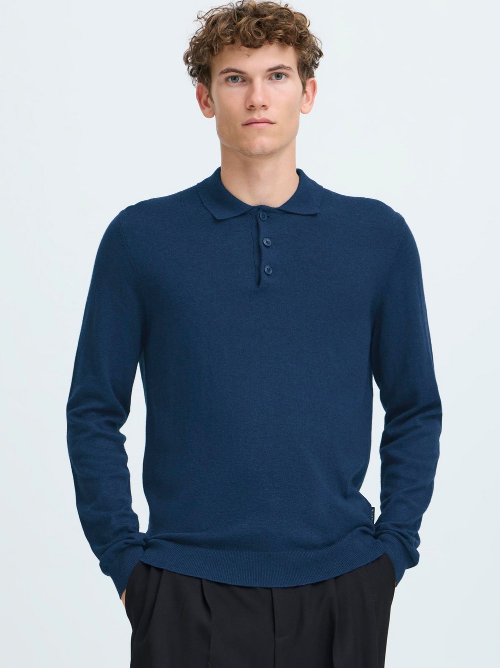 Thumbnail - CASUAL FRIDAY Strickpullover Herren Baumwolle blau meliert, XXL