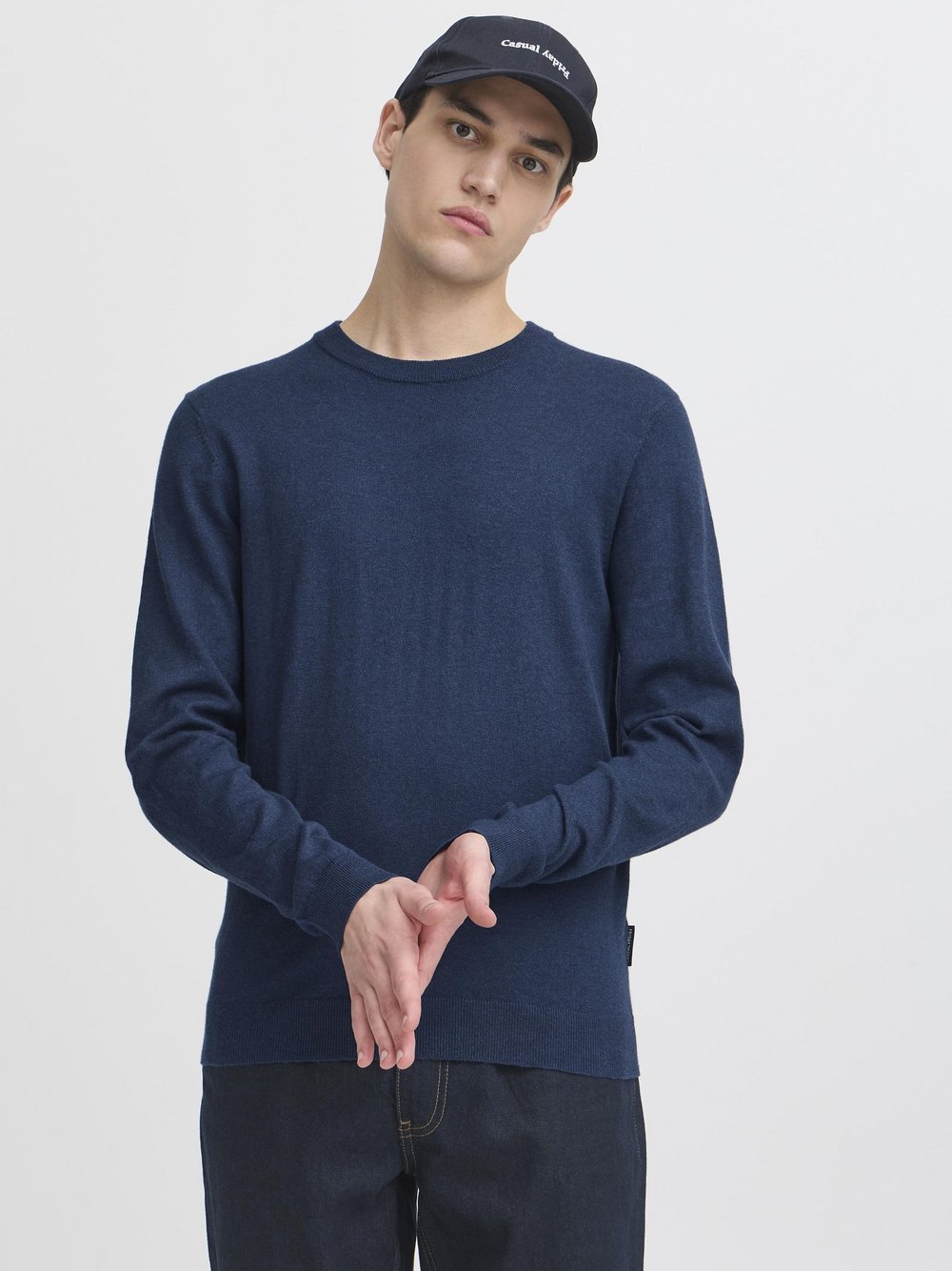 Thumbnail - CASUAL FRIDAY Strickpullover Herren Baumwolle blau meliert, M