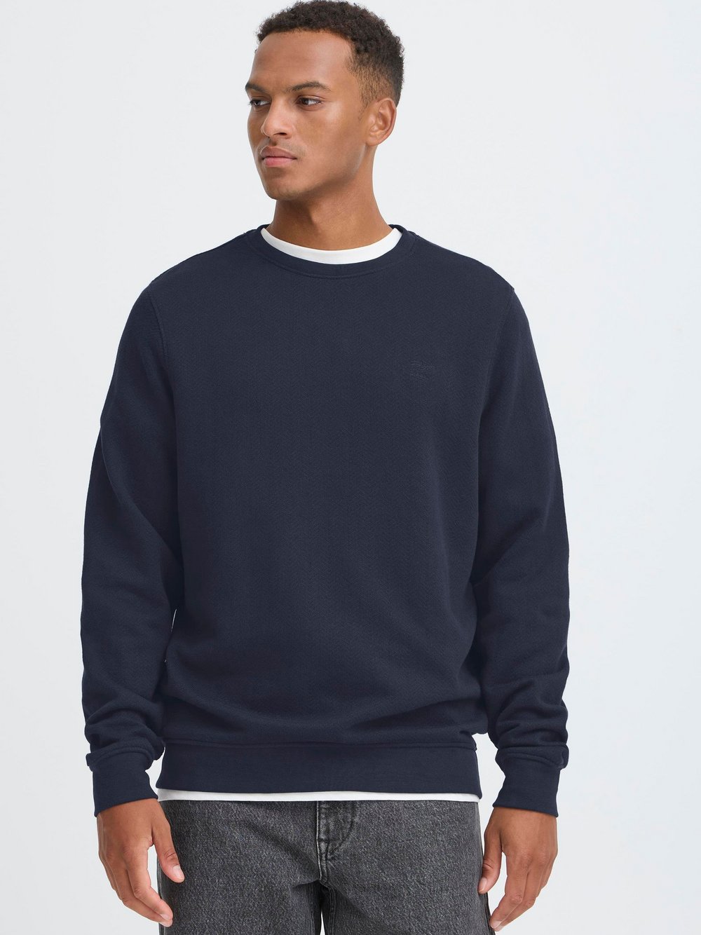 Thumbnail - BLEND Sweater Herren Baumwolle blau strukturiert, XL