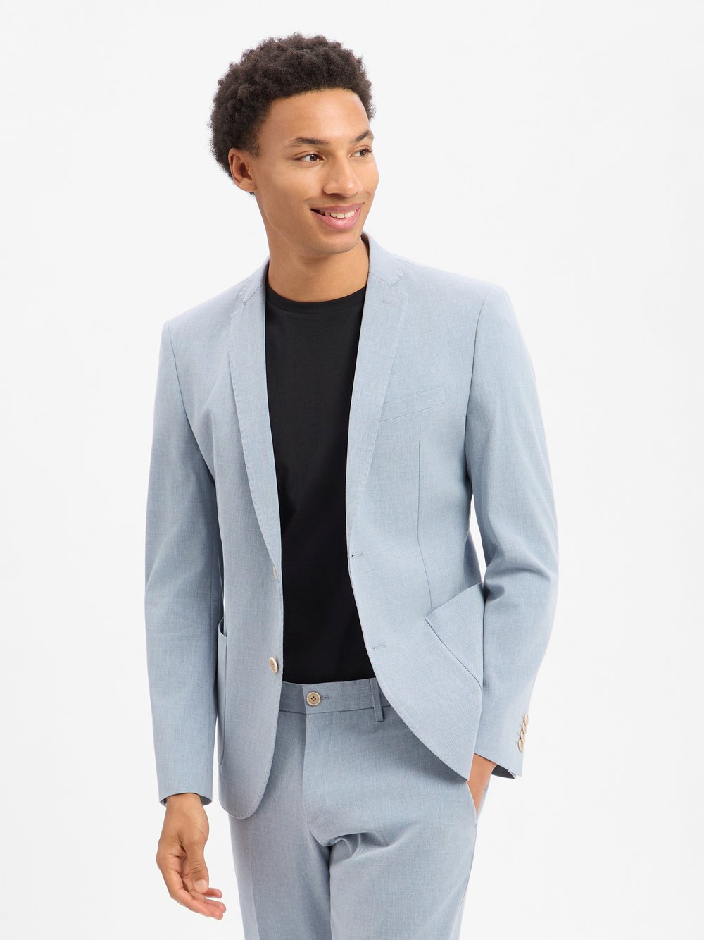 s.Oliver BLACK LABEL Baukasten-Sakko mit Leinen-Anteil Herren Regular Fit blau meliert, 48