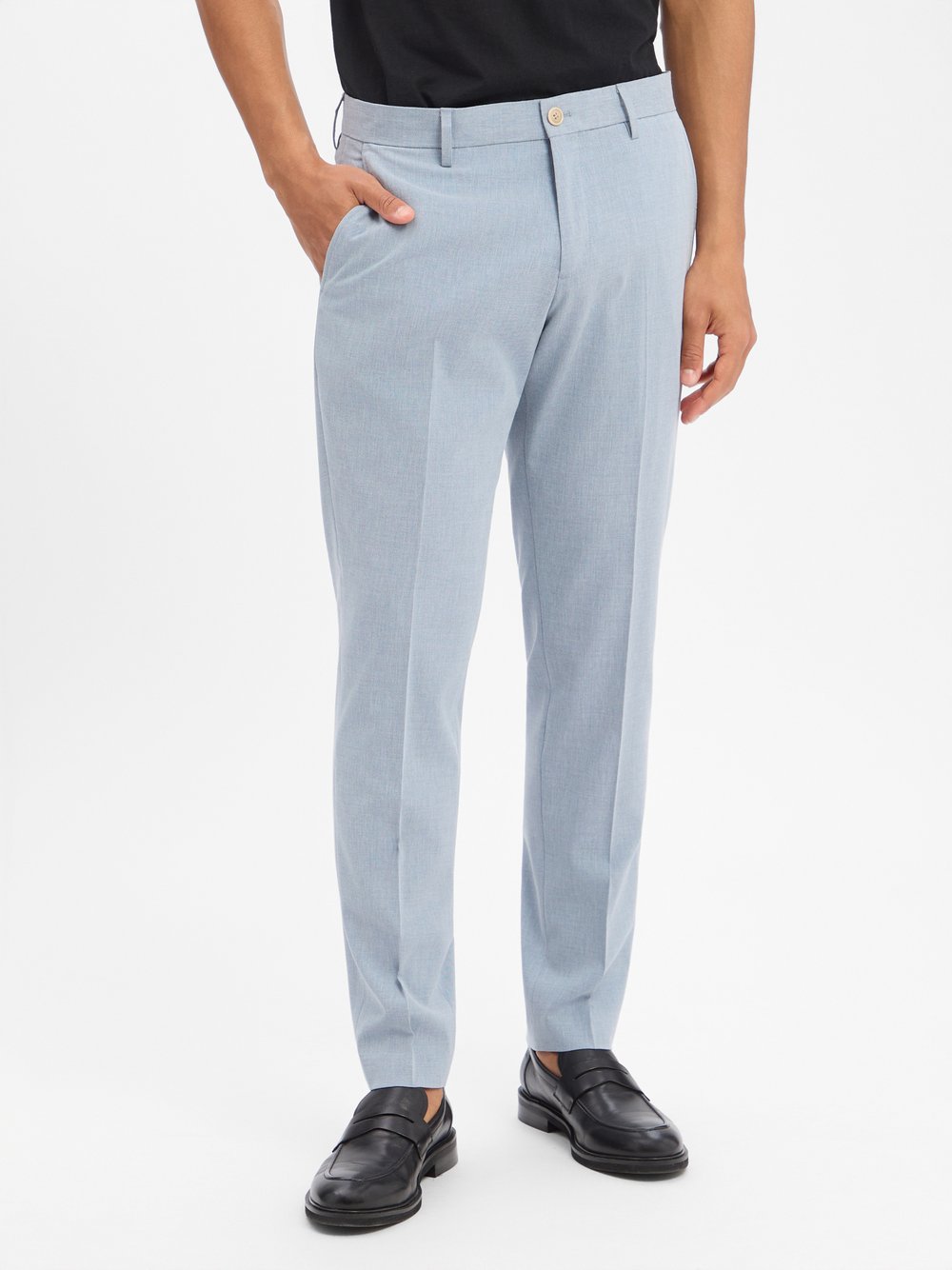 s.Oliver BLACK LABEL Baukasten-Anzughose mit Leinen-Anteil Herren blau meliert, 27