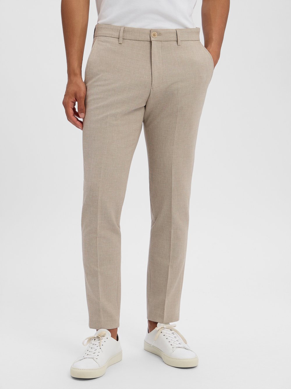 s.Oliver BLACK LABEL Baukasten-Anzughose mit Leinen-Anteil Herren Regular Fit beige meliert, 44