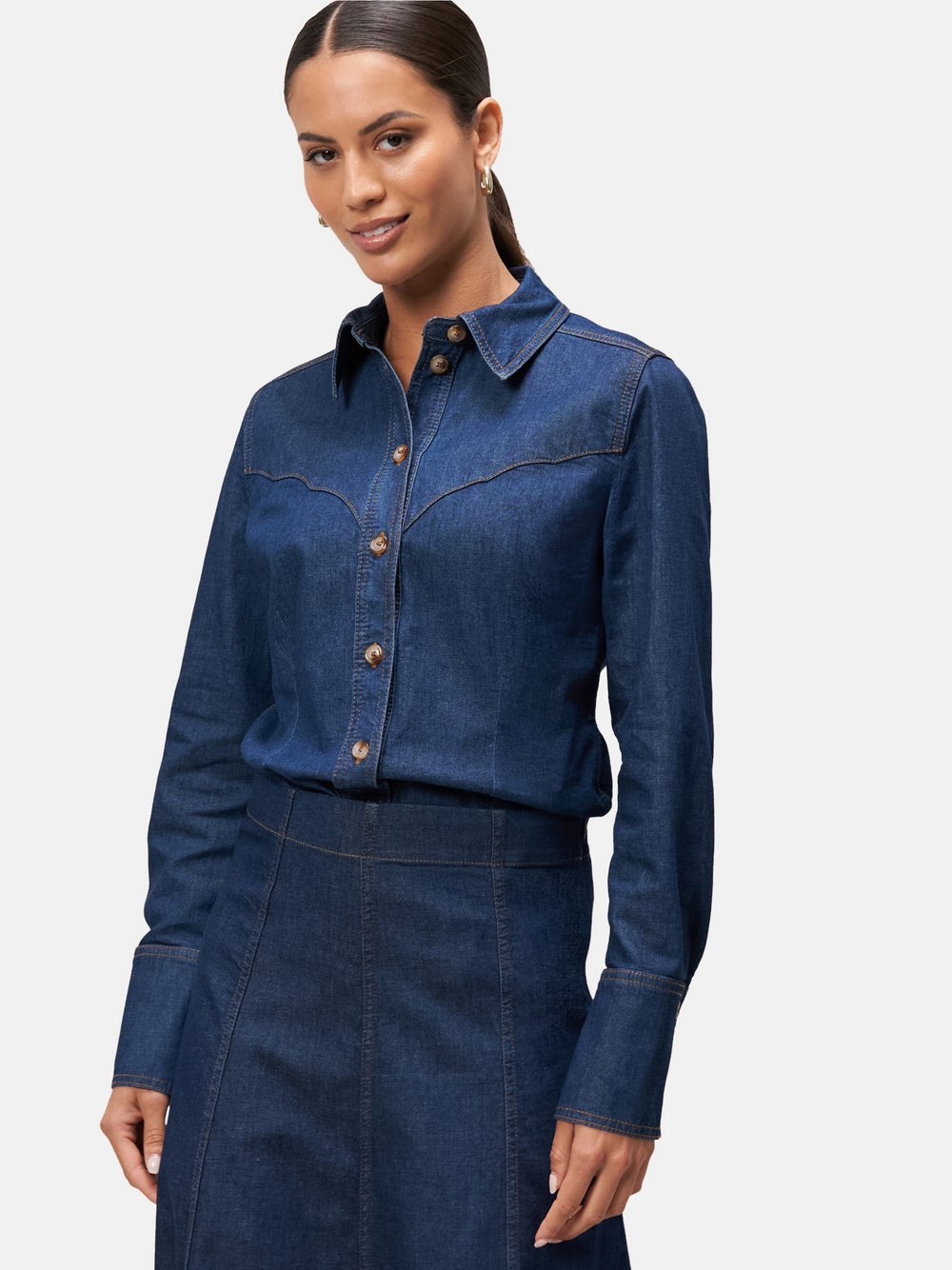 zero Jeanshemd Damen Baumwolle blau, 44