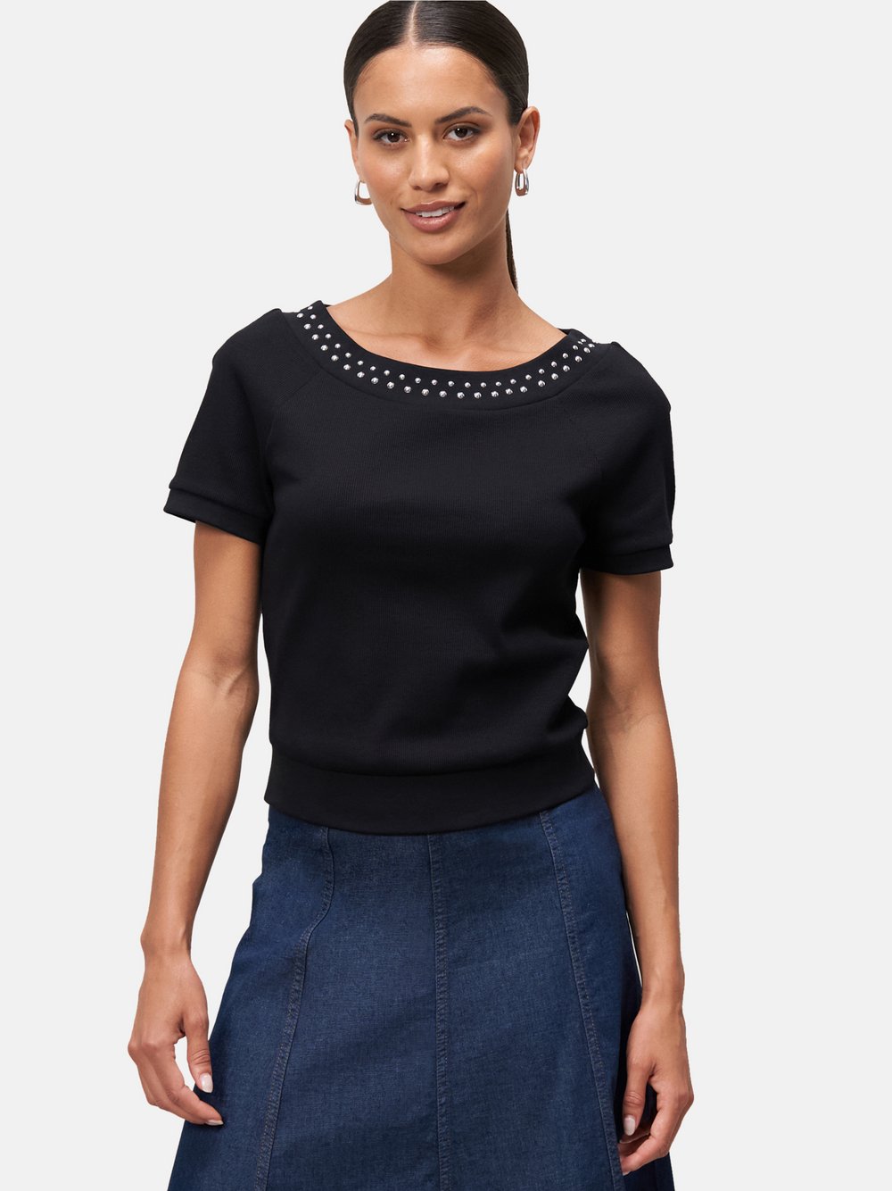 zero Shirt Damen Baumwolle schwarz, 44