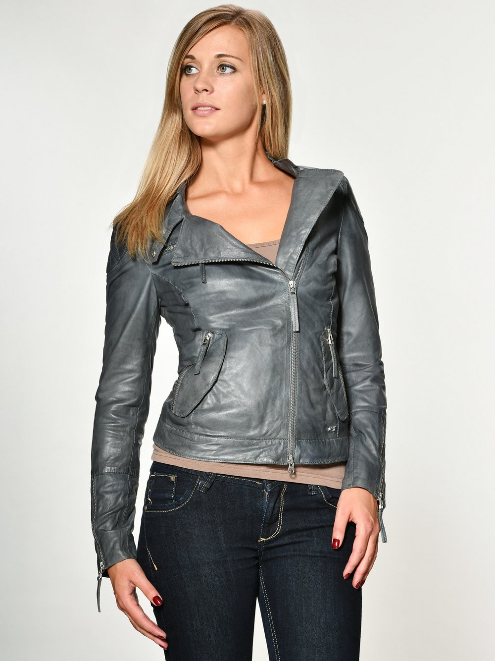 Maze Lederjacke Damen grau, L