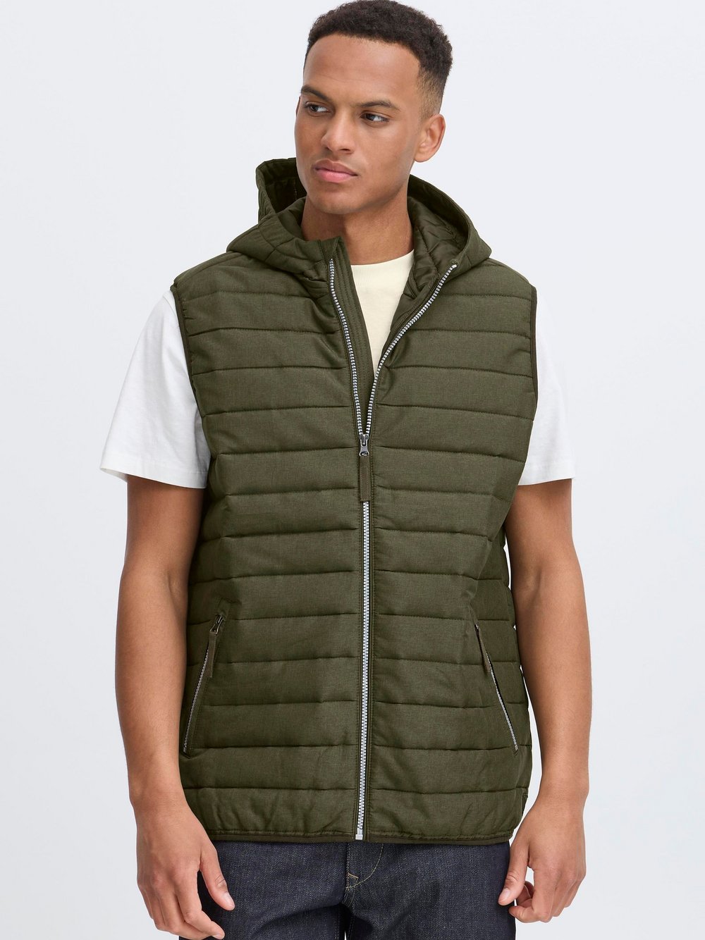 BLEND Steppweste Herren grün meliert, M