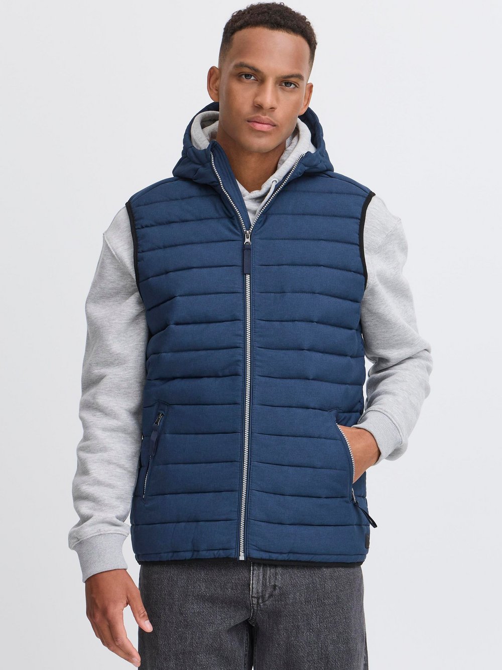 BLEND Steppweste Herren blau meliert, S