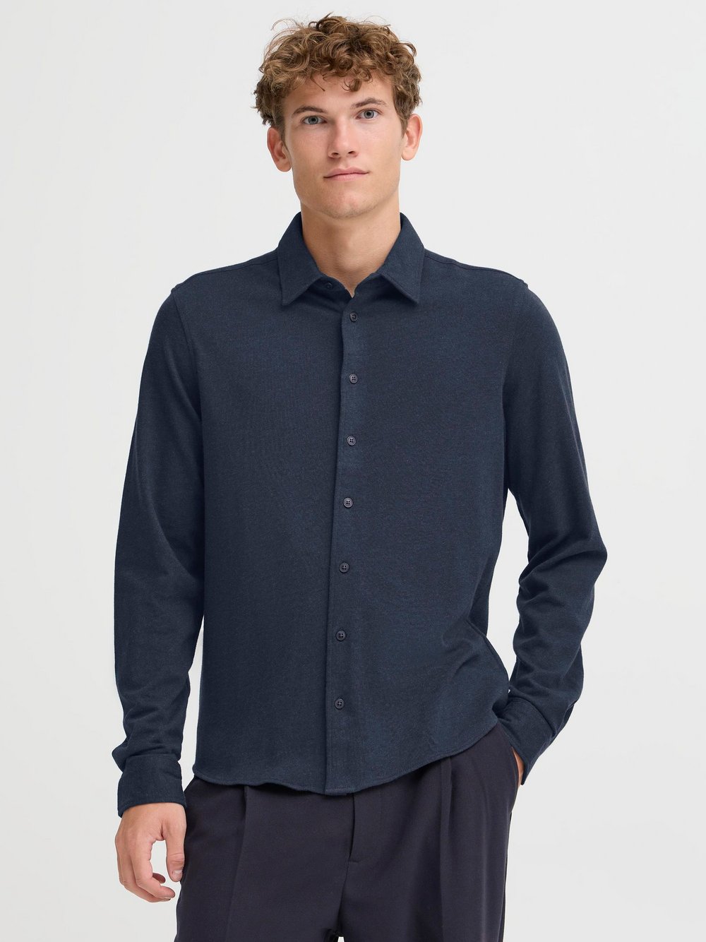 CASUAL FRIDAY Langarmhemd Herren Regular Fit Baumwolle blau meliert, XXXL