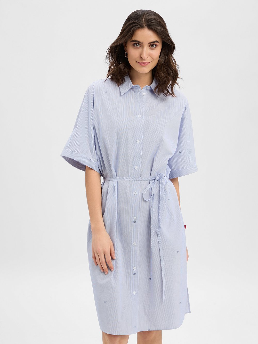 Joop Jeans Blusenkleid Damen Baumwolle (100%) blau gestreift, S