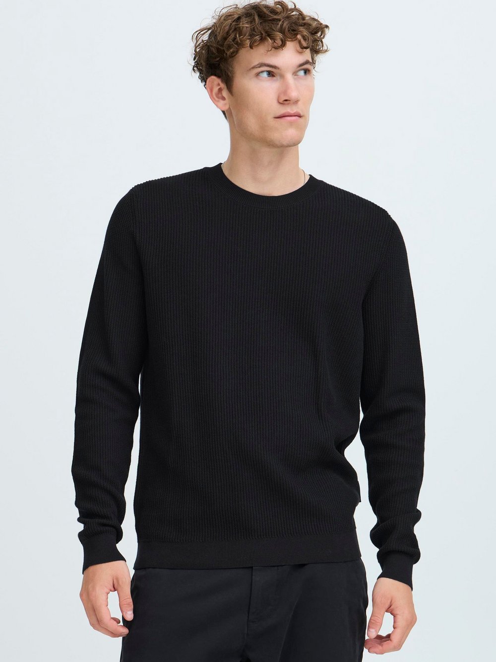 Thumbnail - CASUAL FRIDAY Strickpullover Herren Baumwolle blau strukturiert, L