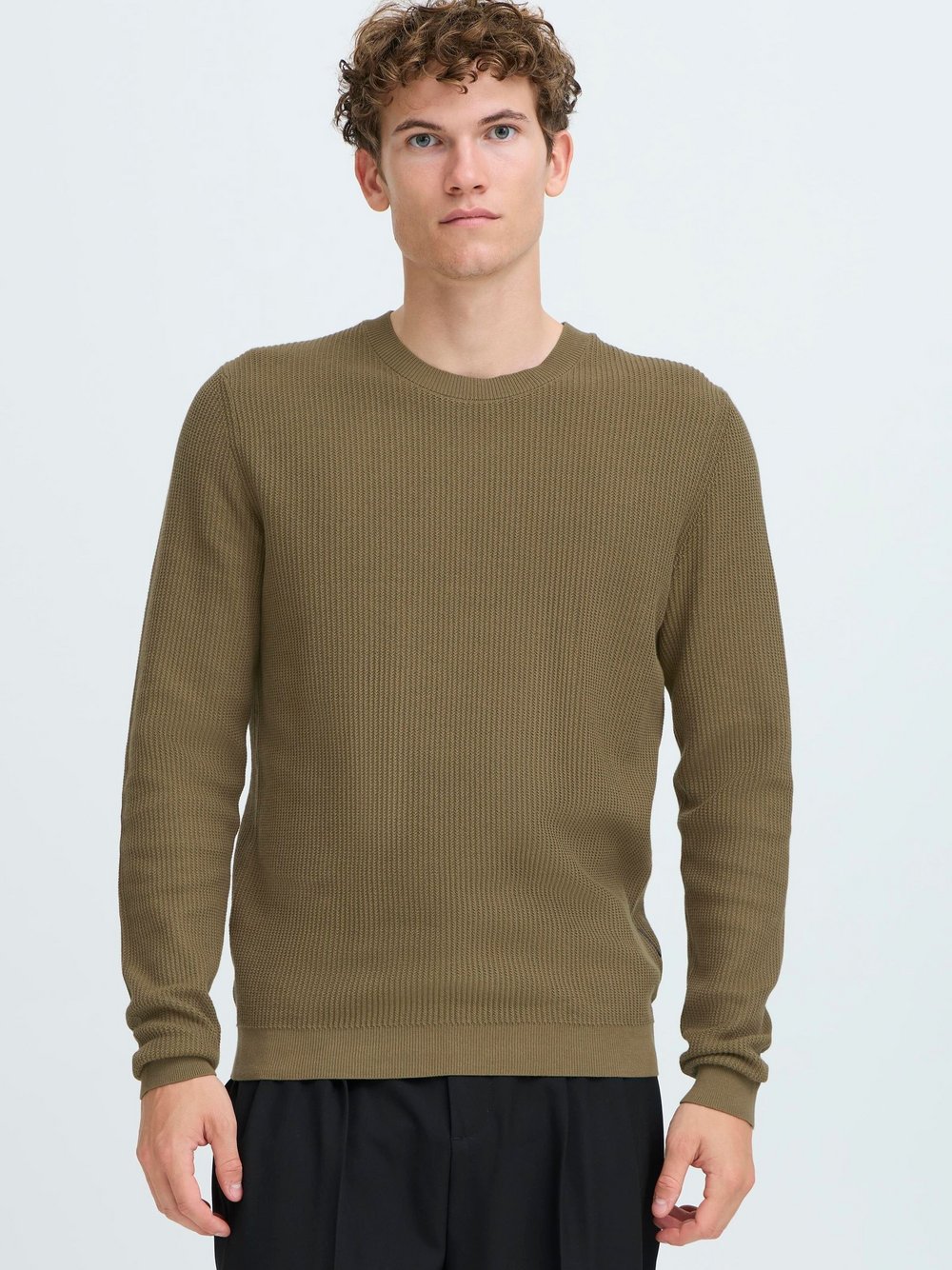 CASUAL FRIDAY Strickpullover Herren Baumwolle grün strukturiert, M