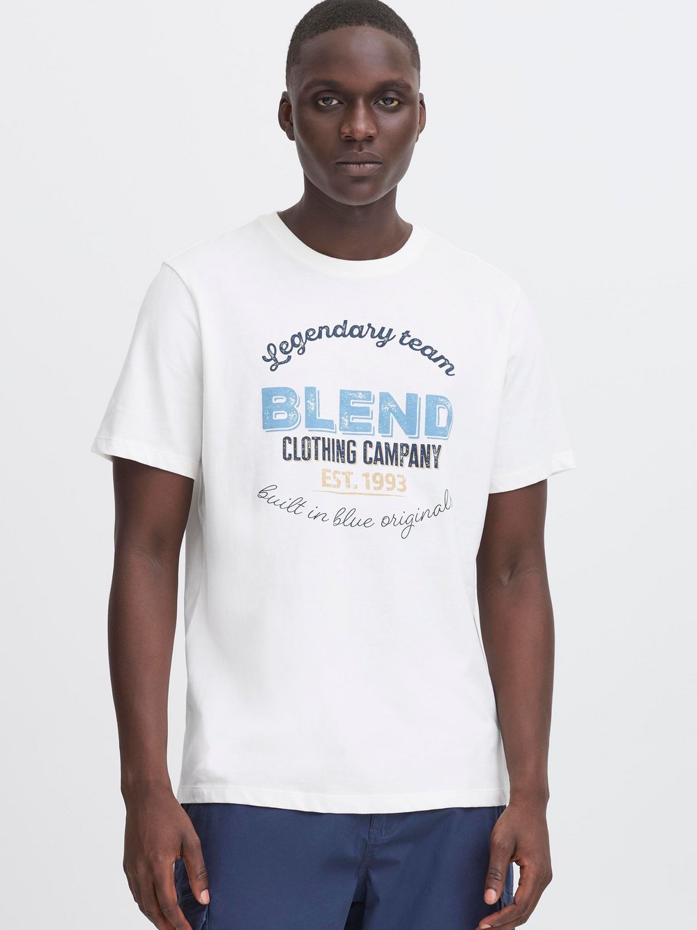 BLEND Rundhalsshirt Herren Baumwolle mehrfarbig bedruckt, XXL