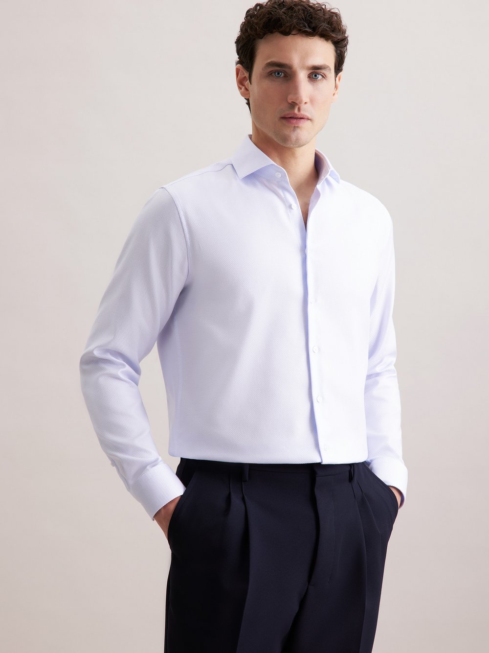 Seidensticker Business Hemd Herren Regular Fit Baumwolle blau kariert, 40