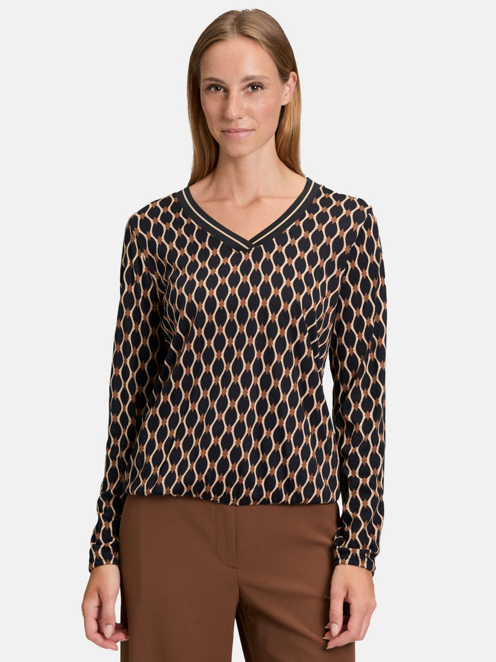 Betty Barclay Blusenshirt Damen Baumwolle schwarz gemustert, 42