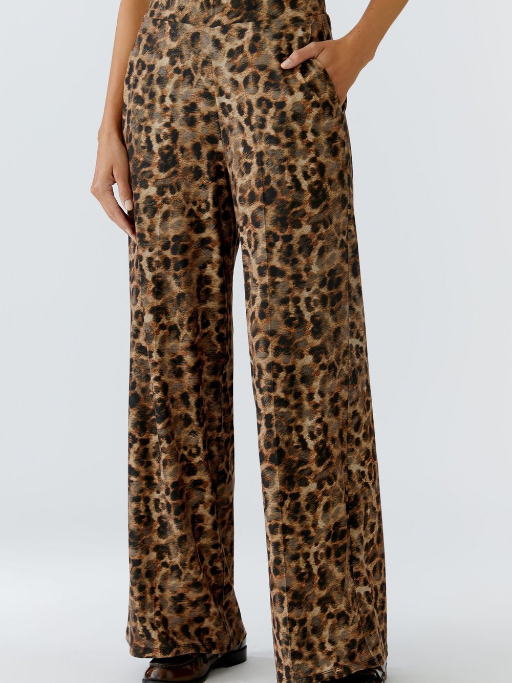 Oui Marlenehose Damen braun bedruckt, 34