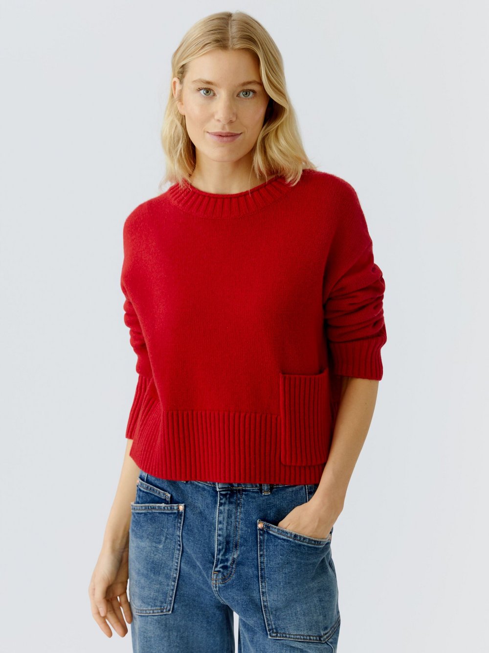 Thumbnail - Oui Pullover Damen Wolle rot, 46