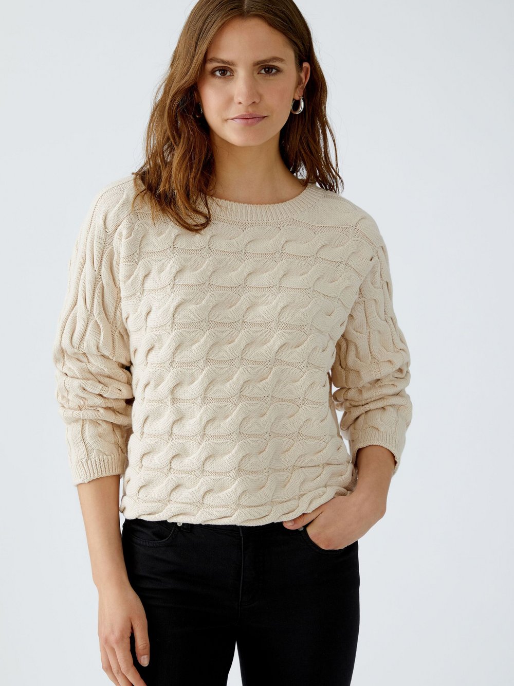 Thumbnail - Oui Pullover Damen Baumwolle weiß, 40