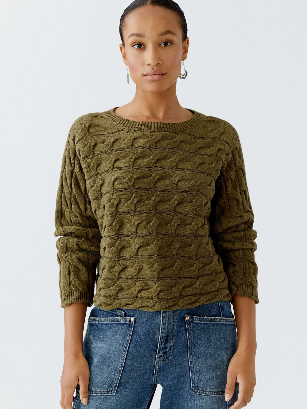 Oui Pullover Damen Baumwolle grün, 34