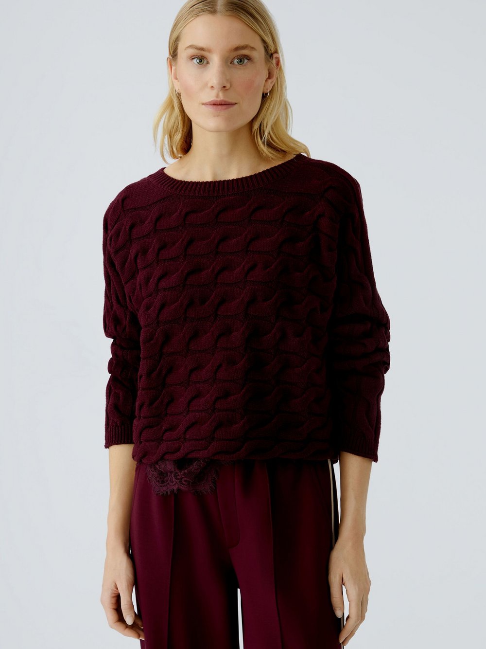 Thumbnail - Oui Pullover Damen Baumwolle rot, 42